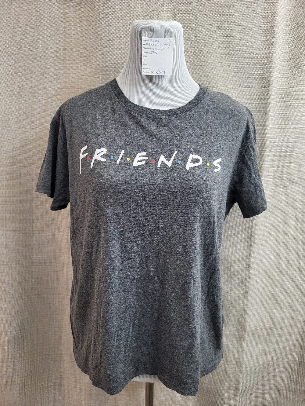 Friends TV Series Women's Graphic Logo Gray T-Shirt Size Large Casual Retro - Picture 1 of 8